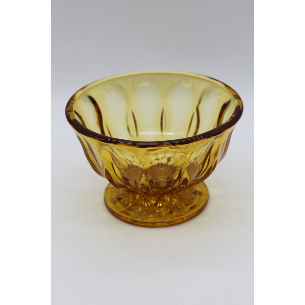 Vtg Anchor Hocking MCM Grandmillennial Fairfield Amber Glass Pedestal Bowl